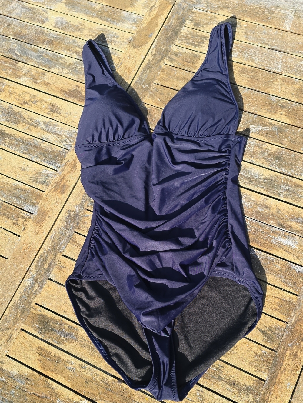 J. Crew Ruched V neck bathing suit. Navy